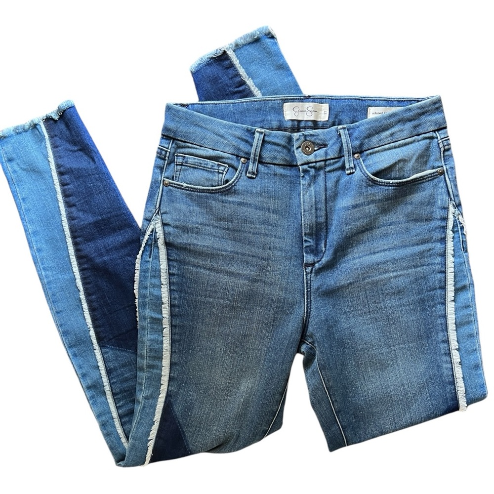 Jessica Simpson Blue Adored High-rise Ankle Jeans Two Tone 27 Pieced Skinny